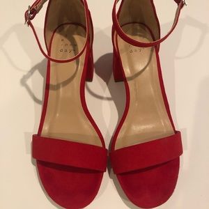 Women’s A New Day Red Ankle Strap Heels